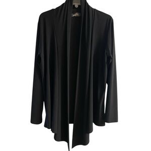 Sympli Elegant Black Cardigan drape front Sz 14